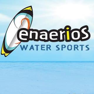 Enaerios Watersports logo over a sea background