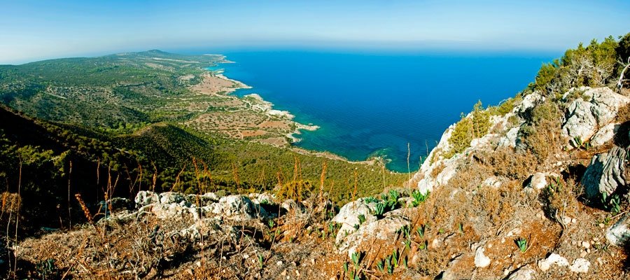 Akamas coastline viewed from the hills on the Adonis trail