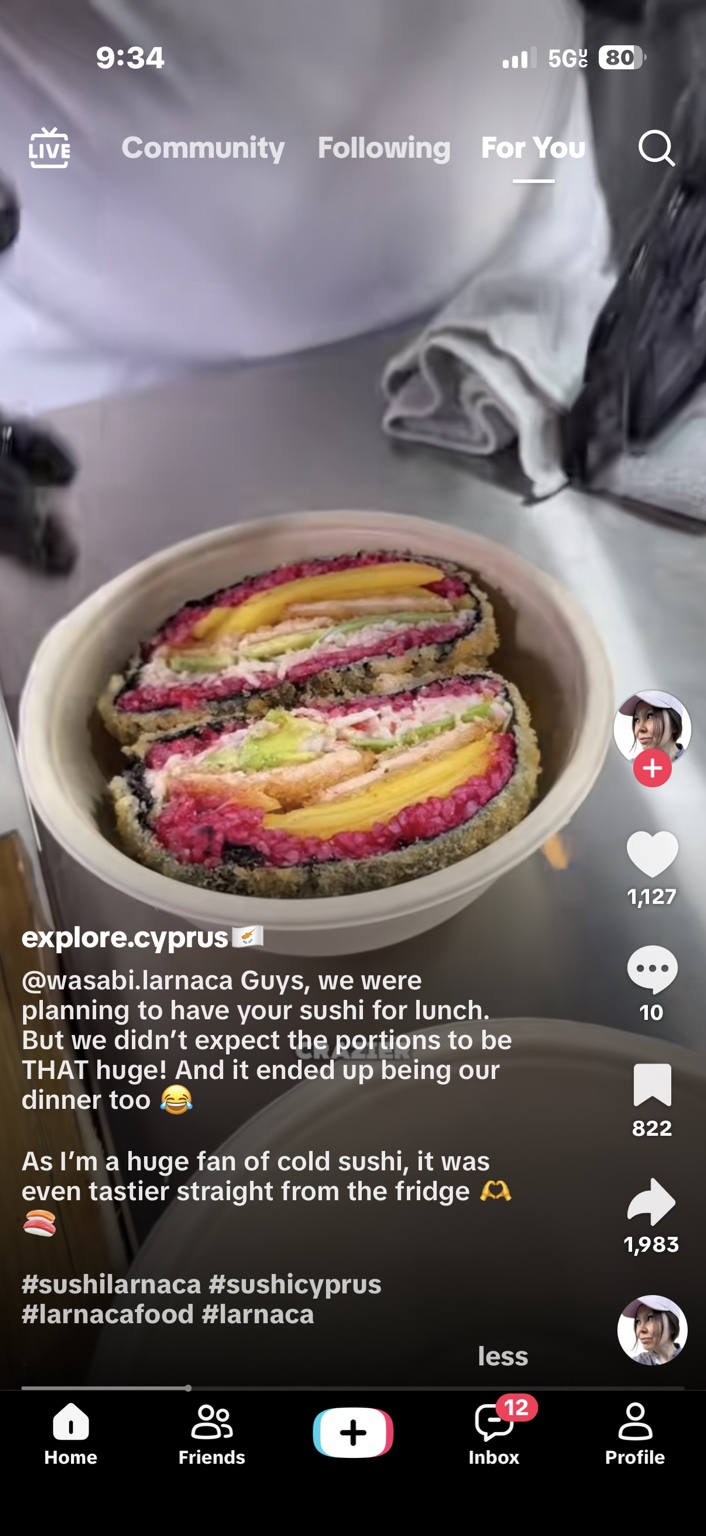 Colourful sushi sandwich at Wasabi Larnaca, featured by explore.cyprus